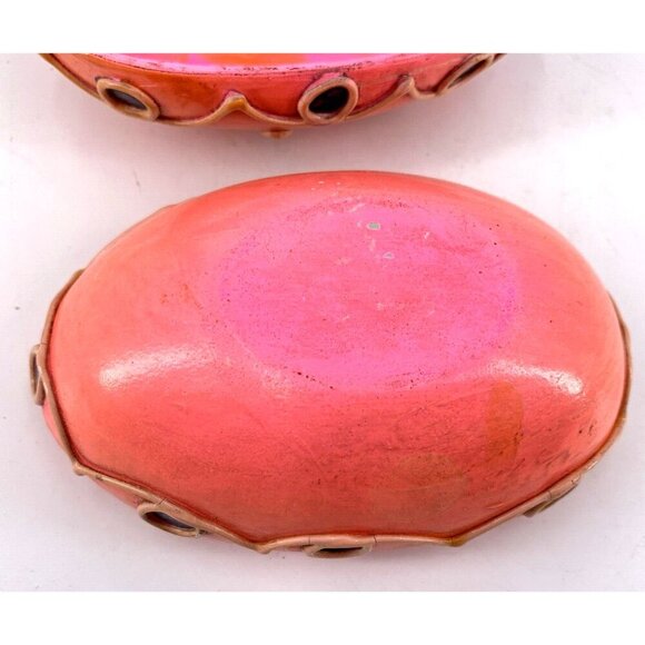Paper Mache Composite Easter Egg Box Bright Pink Orange 1970s Mod 5" - Picture 8 of 9